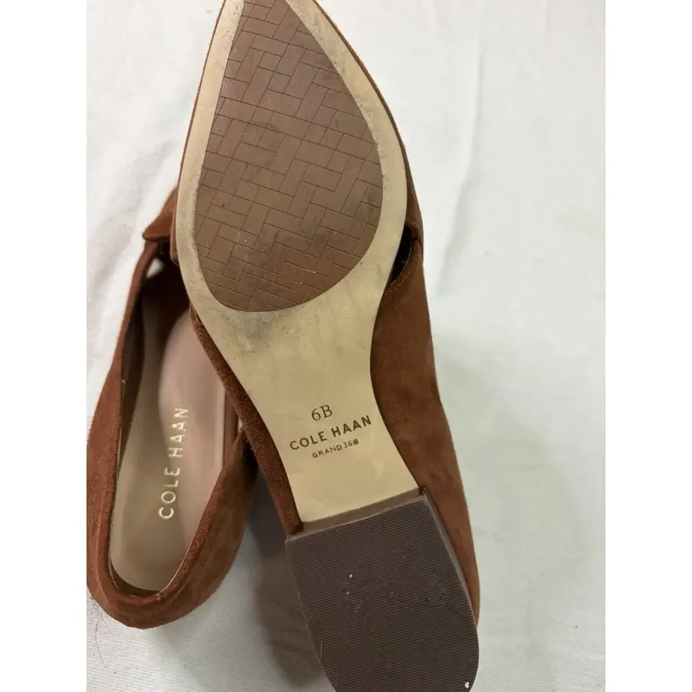 Cole Haan Vanya Tassel Pumps Womens 6B Brown Suede Block Heel Grand 360 Preppy